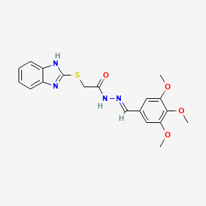 molecular formula C19H20N4O4S B11682066 2-(1H-benzimidazol-2-ylsulfanyl)-N'-[(E)-(3,4,5-trimethoxyphenyl)methylidene]acetohydrazide 