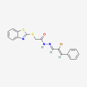 2-(1,3-benzothiazol-2-ylsulfanyl)-N'-[(1E,2Z)-2-bromo-3-phenylprop-2-en-1-ylidene]acetohydrazide