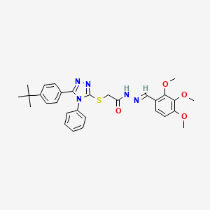 2-{[5-(4-tert-butylphenyl)-4-phenyl-4H-1,2,4-triazol-3-yl]sulfanyl}-N'-[(E)-(2,3,4-trimethoxyphenyl)methylidene]acetohydrazide