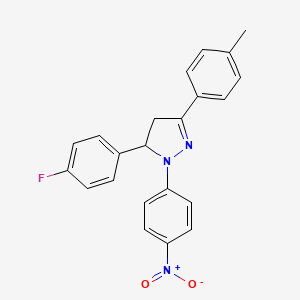 molecular formula C22H18FN3O2 B11682133 5-(4-fluorophenyl)-3-(4-methylphenyl)-1-(4-nitrophenyl)-4,5-dihydro-1H-pyrazole 