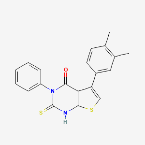 molecular formula C20H16N2OS2 B11682148 5-(3,4-dimethylphenyl)-3-phenyl-2-thioxo-2,3-dihydrothieno[2,3-d]pyrimidin-4(1H)-one 