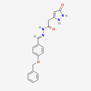 molecular formula C19H18N4O3 B11682166 N'-[(E)-[4-(Benzyloxy)phenyl]methylidene]-2-(5-hydroxy-1H-pyrazol-3-YL)acetohydrazide 