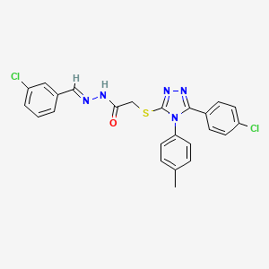 molecular formula C24H19Cl2N5OS B11682215 N'-[(E)-(3-chlorophenyl)methylidene]-2-{[5-(4-chlorophenyl)-4-(4-methylphenyl)-4H-1,2,4-triazol-3-yl]sulfanyl}acetohydrazide 