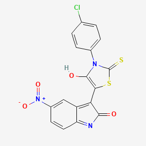 molecular formula C17H8ClN3O4S2 B11682234 (3Z)-3-[3-(4-chlorophenyl)-4-oxo-2-thioxo-1,3-thiazolidin-5-ylidene]-5-nitro-1,3-dihydro-2H-indol-2-one 