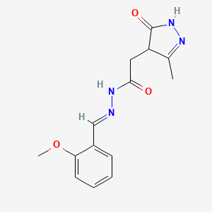 2-(3-hydroxy-5-methyl-4H-pyrazol-4-yl)-N'-[(E)-(2-methoxyphenyl)methylidene]acetohydrazide