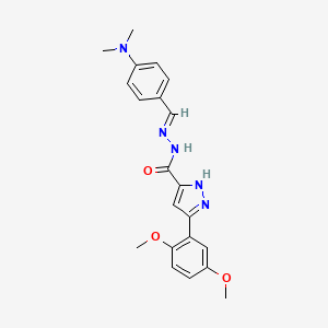 molecular formula C21H23N5O3 B11682279 3-(2,5-Dimethoxyphenyl)-N'-[(E)-[4-(dimethylamino)phenyl]methylidene]-1H-pyrazole-5-carbohydrazide 