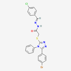 2-{[5-(4-bromophenyl)-4-phenyl-4H-1,2,4-triazol-3-yl]sulfanyl}-N'-[(E)-(4-chlorophenyl)methylidene]acetohydrazide