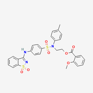 molecular formula C30H27N3O7S2 B11682291 2-[({4-[(1,1-Dioxido-1,2-benzothiazol-3-yl)amino]phenyl}sulfonyl)(4-methylphenyl)amino]ethyl 2-methoxybenzoate 