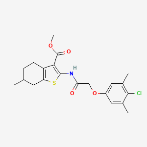 molecular formula C21H24ClNO4S B11682311 Methyl 2-[2-(4-chloro-3,5-dimethylphenoxy)acetamido]-6-methyl-4,5,6,7-tetrahydro-1-benzothiophene-3-carboxylate 