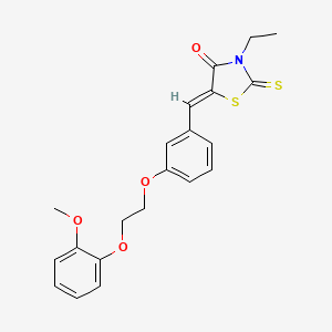 molecular formula C21H21NO4S2 B11682366 (5Z)-3-ethyl-5-{3-[2-(2-methoxyphenoxy)ethoxy]benzylidene}-2-thioxo-1,3-thiazolidin-4-one 