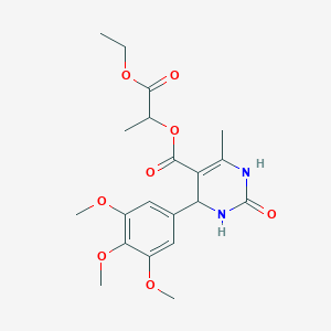 molecular formula C20H26N2O8 B11682374 1-Ethoxy-1-oxopropan-2-yl 6-methyl-2-oxo-4-(3,4,5-trimethoxyphenyl)-1,2,3,4-tetrahydropyrimidine-5-carboxylate 