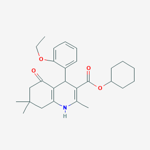 molecular formula C27H35NO4 B11682405 Cyclohexyl 4-(2-ethoxyphenyl)-2,7,7-trimethyl-5-oxo-1,4,6,8-tetrahydroquinoline-3-carboxylate 