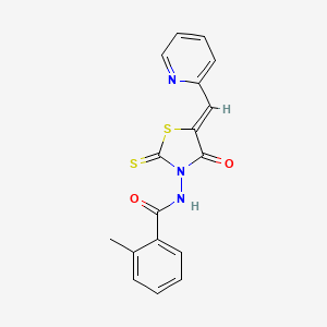 molecular formula C17H13N3O2S2 B11682409 2-methyl-N-[(5Z)-4-oxo-5-(pyridin-2-ylmethylidene)-2-thioxo-1,3-thiazolidin-3-yl]benzamide 