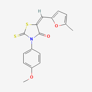 molecular formula C16H13NO3S2 B11682456 (5E)-3-(4-methoxyphenyl)-5-[(5-methylfuran-2-yl)methylidene]-2-sulfanylidene-1,3-thiazolidin-4-one 