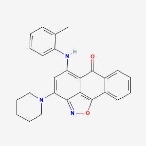 molecular formula C26H23N3O2 B11682485 3-Piperidino-5-(2-toluidino)-6H-anthra[1,9-CD]isoxazol-6-one 