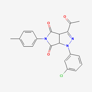 molecular formula C20H16ClN3O3 B11682497 3-acetyl-1-(3-chlorophenyl)-5-(4-methylphenyl)-3a,6a-dihydropyrrolo[3,4-c]pyrazole-4,6(1H,5H)-dione 