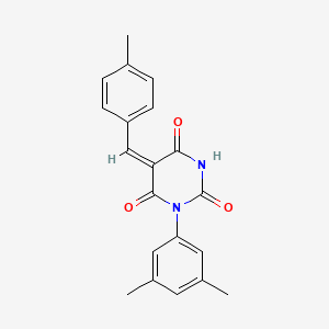 molecular formula C20H18N2O3 B11682507 (5E)-1-(3,5-dimethylphenyl)-5-(4-methylbenzylidene)pyrimidine-2,4,6(1H,3H,5H)-trione 