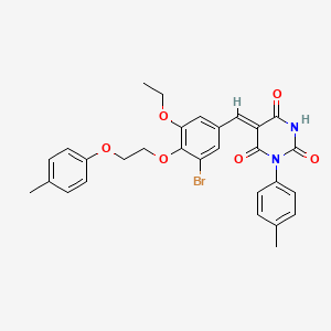 (5Z)-5-{3-bromo-5-ethoxy-4-[2-(4-methylphenoxy)ethoxy]benzylidene}-1-(4-methylphenyl)pyrimidine-2,4,6(1H,3H,5H)-trione