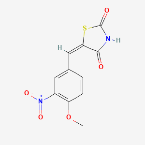 molecular formula C11H8N2O5S B11682550 (5E)-5-[(4-methoxy-3-nitrophenyl)methylidene]-1,3-thiazolidine-2,4-dione 