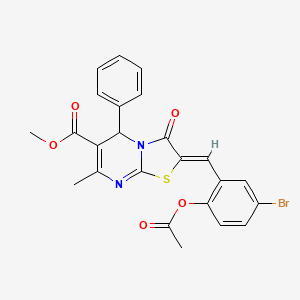 molecular formula C24H19BrN2O5S B11682560 methyl (2Z)-2-[2-(acetyloxy)-5-bromobenzylidene]-7-methyl-3-oxo-5-phenyl-2,3-dihydro-5H-[1,3]thiazolo[3,2-a]pyrimidine-6-carboxylate 