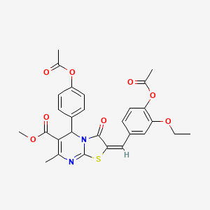 molecular formula C28H26N2O8S B11682564 methyl (2E)-2-[4-(acetyloxy)-3-ethoxybenzylidene]-5-[4-(acetyloxy)phenyl]-7-methyl-3-oxo-2,3-dihydro-5H-[1,3]thiazolo[3,2-a]pyrimidine-6-carboxylate 