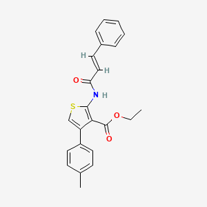 molecular formula C23H21NO3S B11682566 ethyl 4-(4-methylphenyl)-2-{[(2E)-3-phenylprop-2-enoyl]amino}thiophene-3-carboxylate 