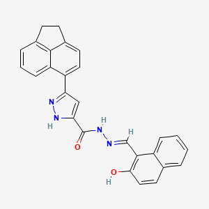 molecular formula C27H20N4O2 B11682587 3-(1,2-Dihydro-5-acenaphthylenyl)-N'-[(E)-(2-hydroxy-1-naphthyl)methylidene]-1H-pyrazole-5-carbohydrazide 