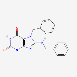 molecular formula C20H19N5O2 B11682598 7-benzyl-8-(benzylamino)-6-hydroxy-3-methyl-3,7-dihydro-2H-purin-2-one 