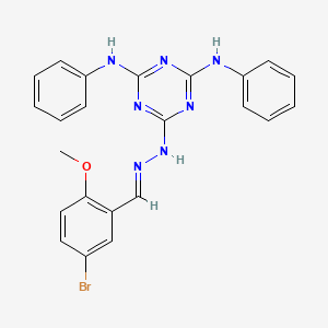 molecular formula C23H20BrN7O B11682606 6-[(2E)-2-(5-bromo-2-methoxybenzylidene)hydrazinyl]-N,N'-diphenyl-1,3,5-triazine-2,4-diamine 