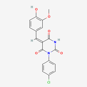 (5E)-1-(4-chlorophenyl)-5-(4-hydroxy-3-methoxybenzylidene)pyrimidine-2,4,6(1H,3H,5H)-trione