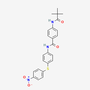 molecular formula C24H23N3O4S B11682645 4-[(2,2-dimethylpropanoyl)amino]-N-{4-[(4-nitrophenyl)sulfanyl]phenyl}benzamide 