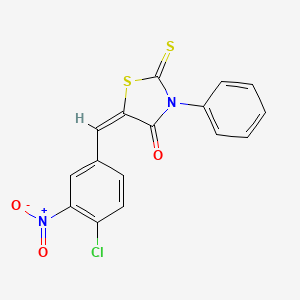 molecular formula C16H9ClN2O3S2 B11682660 (5E)-5-[(4-chloro-3-nitrophenyl)methylidene]-3-phenyl-2-sulfanylidene-1,3-thiazolidin-4-one 