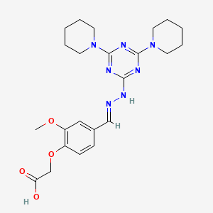 {4-[(E)-{2-[4,6-di(piperidin-1-yl)-1,3,5-triazin-2-yl]hydrazinylidene}methyl]-2-methoxyphenoxy}acetic acid