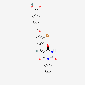 4-[(2-bromo-4-{(E)-[1-(4-methylphenyl)-2,4,6-trioxotetrahydropyrimidin-5(2H)-ylidene]methyl}phenoxy)methyl]benzoic acid