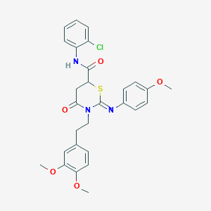 molecular formula C28H28ClN3O5S B11682715 (2Z)-N-(2-chlorophenyl)-3-[2-(3,4-dimethoxyphenyl)ethyl]-2-[(4-methoxyphenyl)imino]-4-oxo-1,3-thiazinane-6-carboxamide 