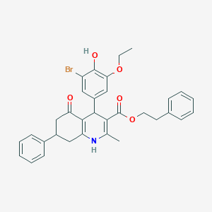 2-Phenylethyl 4-(3-bromo-5-ethoxy-4-hydroxyphenyl)-2-methyl-5-oxo-7-phenyl-1,4,5,6,7,8-hexahydroquinoline-3-carboxylate