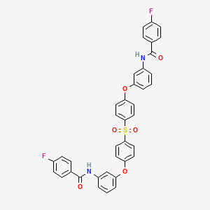 molecular formula C38H26F2N2O6S B11682731 4-Fluoro-N-[3-(4-{4-[3-(4-fluorobenzamido)phenoxy]benzenesulfonyl}phenoxy)phenyl]benzamide 