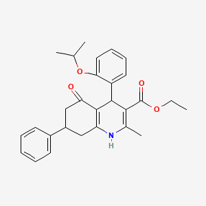 Ethyl 2-methyl-5-oxo-7-phenyl-4-[2-(propan-2-yloxy)phenyl]-1,4,5,6,7,8-hexahydroquinoline-3-carboxylate