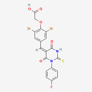 (2,6-dibromo-4-{(E)-[1-(4-fluorophenyl)-4,6-dioxo-2-thioxotetrahydropyrimidin-5(2H)-ylidene]methyl}phenoxy)acetic acid