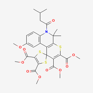 Tetramethyl 9'-methoxy-5',5'-dimethyl-6'-(3-methylbutanoyl)-5',6'-dihydrospiro[1,3-dithiole-2,1'-thiopyrano[2,3-c]quinoline]-2',3',4,5-tetracarboxylate