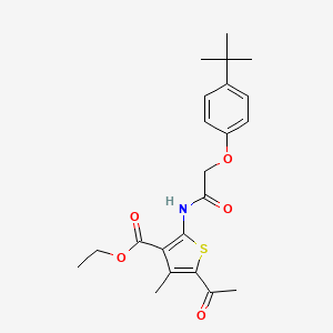 molecular formula C22H27NO5S B11682755 Ethyl 5-acetyl-2-{[(4-tert-butylphenoxy)acetyl]amino}-4-methylthiophene-3-carboxylate 