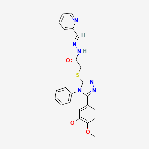 2-{[5-(3,4-dimethoxyphenyl)-4-phenyl-4H-1,2,4-triazol-3-yl]sulfanyl}-N'-[(E)-pyridin-2-ylmethylidene]acetohydrazide