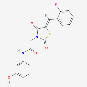 2-[(5Z)-5-[(2-fluorophenyl)methylidene]-2,4-dioxo-1,3-thiazolidin-3-yl]-N-(3-hydroxyphenyl)acetamide