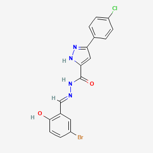 N'-[(E)-(5-bromo-2-hydroxyphenyl)methylidene]-3-(4-chlorophenyl)-1H-pyrazole-5-carbohydrazide