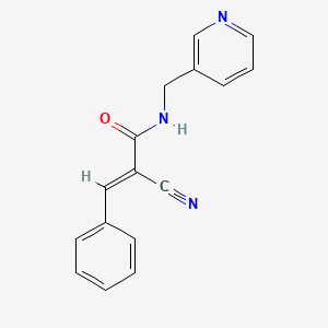 molecular formula C16H13N3O B11682800 2-Cyano-3-phenyl-N-(3-pyridinylmethyl)acrylamide 