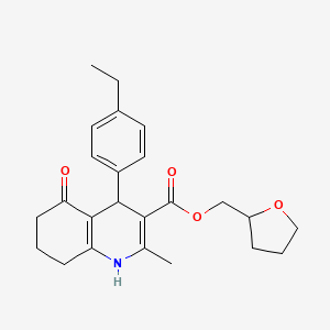 molecular formula C24H29NO4 B11682810 Tetrahydrofuran-2-ylmethyl 4-(4-ethylphenyl)-2-methyl-5-oxo-1,4,5,6,7,8-hexahydroquinoline-3-carboxylate 