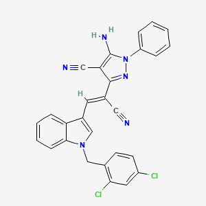 molecular formula C28H18Cl2N6 B11682836 5-amino-3-{(Z)-1-cyano-2-[1-(2,4-dichlorobenzyl)-1H-indol-3-yl]ethenyl}-1-phenyl-1H-pyrazole-4-carbonitrile 