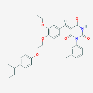 (5Z)-5-(4-{2-[4-(butan-2-yl)phenoxy]ethoxy}-3-ethoxybenzylidene)-1-(3-methylphenyl)pyrimidine-2,4,6(1H,3H,5H)-trione