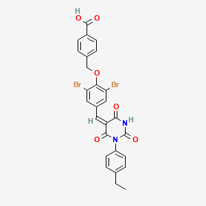 4-[(2,6-dibromo-4-{(E)-[1-(4-ethylphenyl)-2,4,6-trioxotetrahydropyrimidin-5(2H)-ylidene]methyl}phenoxy)methyl]benzoic acid