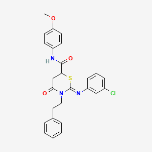 (2Z)-2-[(3-chlorophenyl)imino]-N-(4-methoxyphenyl)-4-oxo-3-(2-phenylethyl)-1,3-thiazinane-6-carboxamide